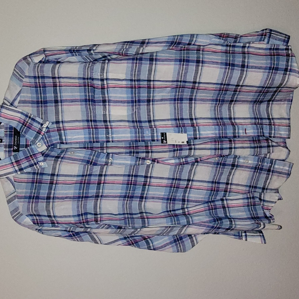Men's Blue Plaid Shirt